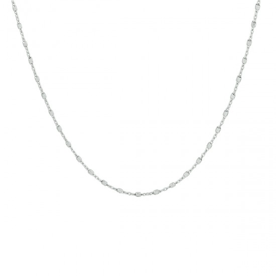 Zilveren collier schakel met buisjes ertussen 60cm 1.1mm - 618344