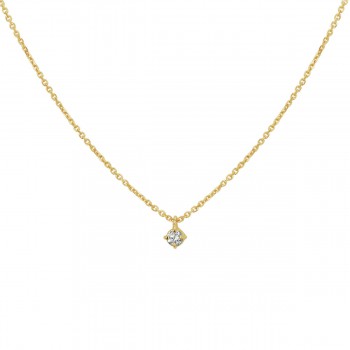 14krt gouden collier met diamant hanger 0.10crt H SI 41-45cm - 618356