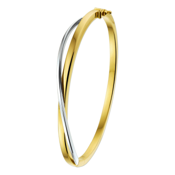 14krt gouden slavenarmband met witgouden overslag 60mm 3mm - 618370 14krt gouden slavenarmband met witgouden overslag 60mm 3mm - 618370