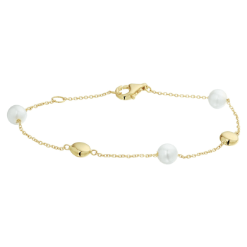 14krt gouden armband met zoetwaterparel 6.5mm 17-19cm - 618357