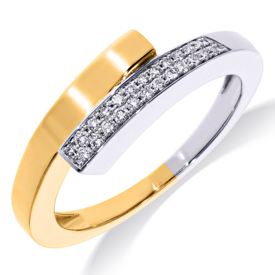 14krt bicolor gouden slagring met diamant pavé 0.14Crt  23-0.14crt H SI - 618424