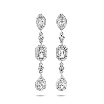 Zilveren oorhangers met zirkonia 3.9cm - 618464 Zilveren oorhangers met zirkonia 3.9cm - 618464