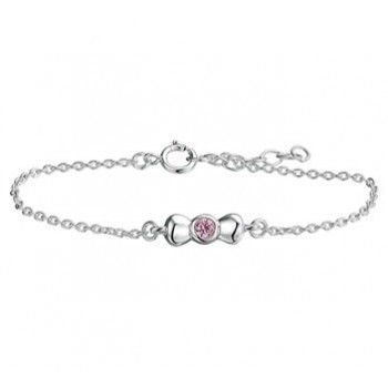 Zilveren armband met strikje en zirkonia roze 13-15cm - 613068