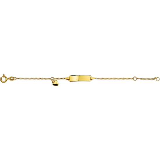 14krt gouden graveerarmband 9-11 cm met hartjes bedel - 613076