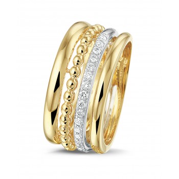 14krt bicolor gouden ring met diamant 19-0.17crt H SI - 613237