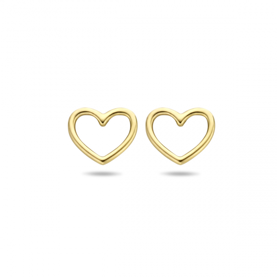 14krt gouden hartjes oorknoppen - 613536