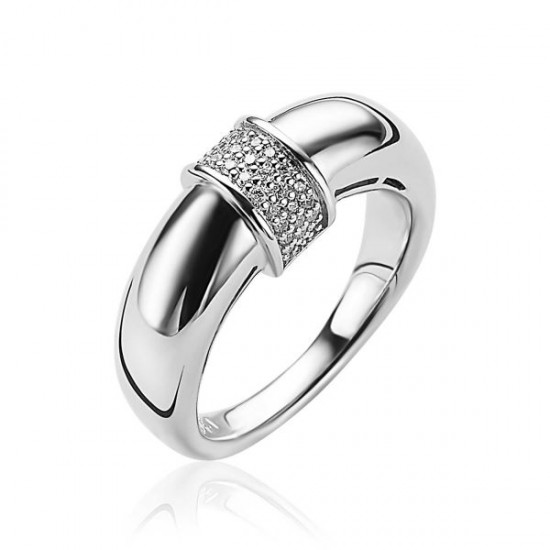 ZINZI zilveren ring bol glad en band zirkonia maat 54 ZIR1865-54 - 613815