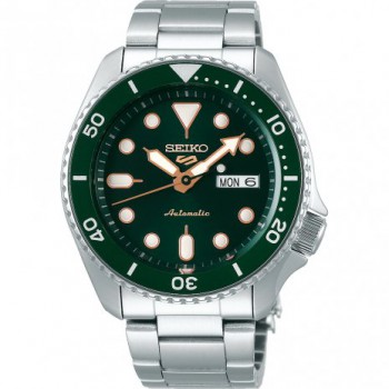 Seiko 5 Sports Automatic SS Staal Groen 100mtr SRPD63K1 - 614224