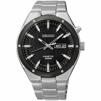Seiko Kinetic Staal Zwart 100mtr SMY151P1 - 614393