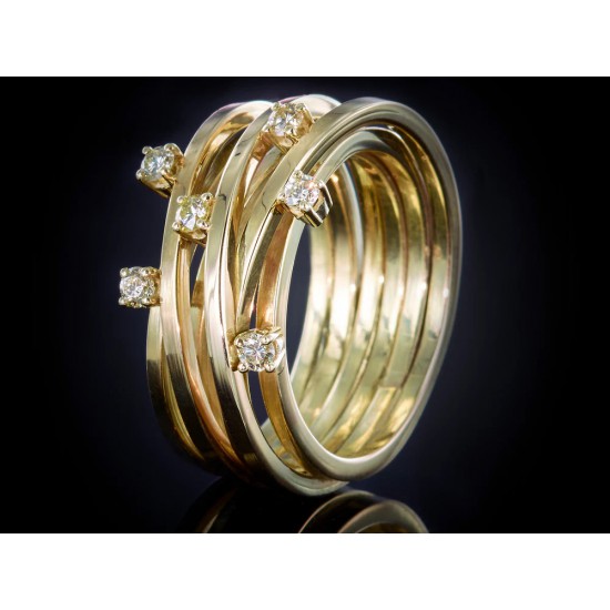 Marijke Mul Verwikkeling 14krt gouden ring met diamant 6=0.24crt Natural Yellow/VVS - 614581