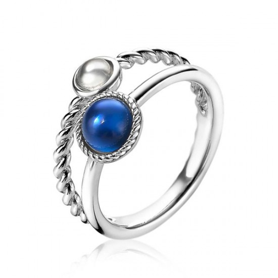 ZINZI zilveren duo ring met blauw/wit kleurstenen maat 56 ZIR1963-56 - 614648