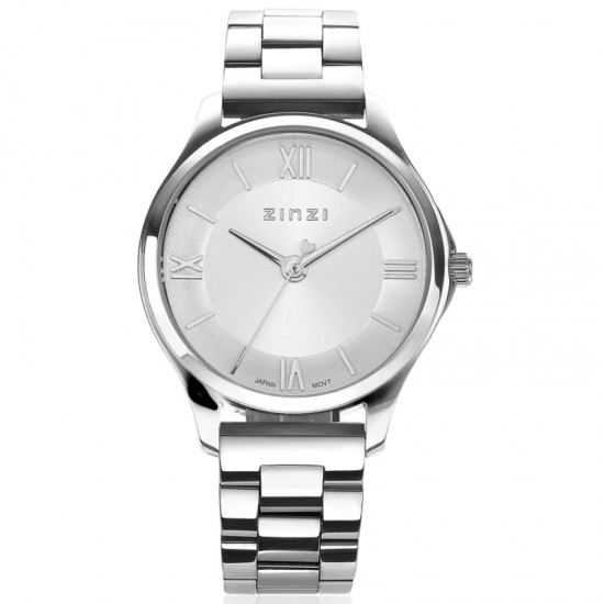 ZINZI Watch Classy Mini 30mm zilveren wijzerplaat kast en band ZIW1202 - 614689