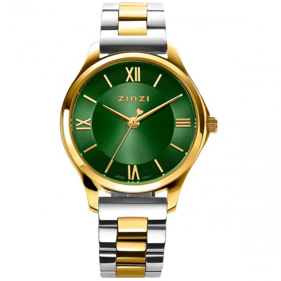 ZINZI Watch Classy Mini 30mm groene wijzerplaat bicolor kast en band ZIW1235 - 614693