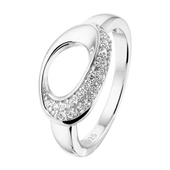 Zilveren ring ovaal met zirkonia maat 17.75 - 615070 Zilveren ring ovaal met zirkonia maat 17.75 - 615070