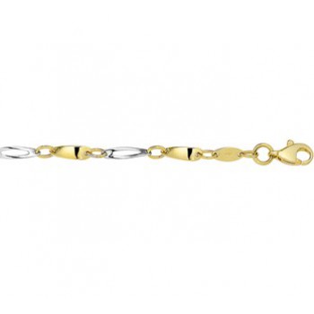 14krt bicolor gouden fantasie armband 19cm - 615556