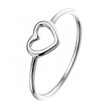 Zilveren ring met open hartje diverse maten 14 - 17.25 - 615596