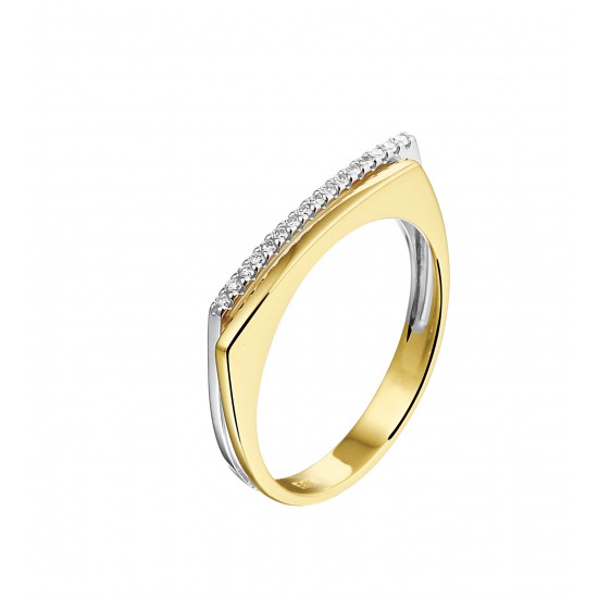 14krt bicolor gouden ring met diamant 16-0.08crt H SI - 615690