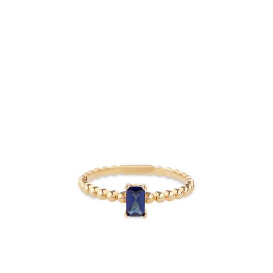 14krt gouden ring met zirkonia baguette blauw maat 54 - 615996