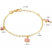 14krt gouden bedelarmband met roze emaille 3 bedels 11-13cm - 616292