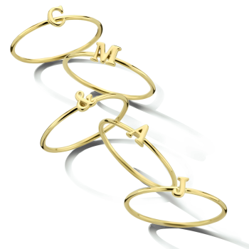 14krt gouden aanschuifring letter M - 616422