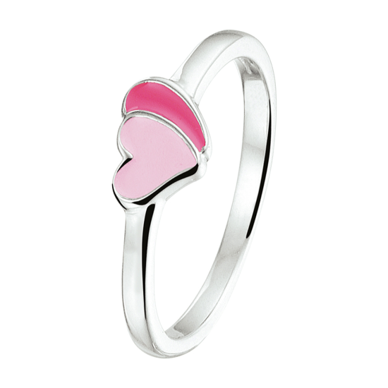 Zilveren ring met roze hartjes - 616429 Zilveren ring met roze hartjes - 616429