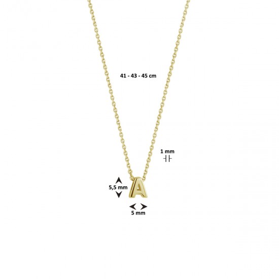 14krt gouden collier met letterbedel A - 616445