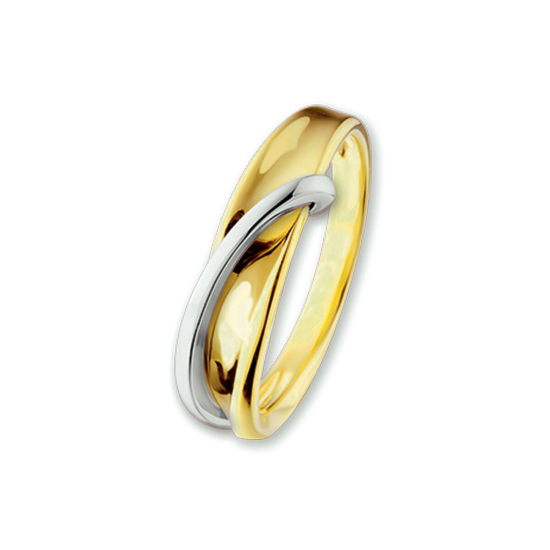 14krt bicolor gouden ring maat 17.5 - 616455