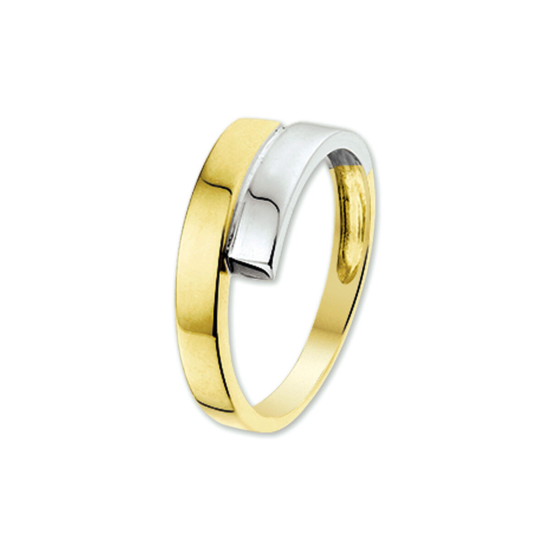 14krt bicolor gouden overslag ring maat 17 - 616458