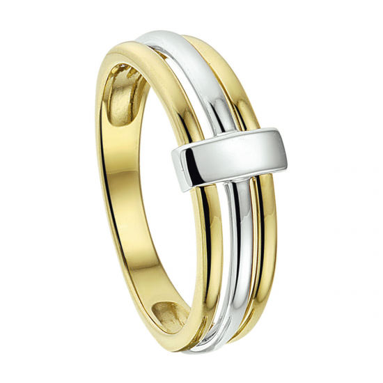 14krt bicolor gouden ring maat 17.5 - 616460