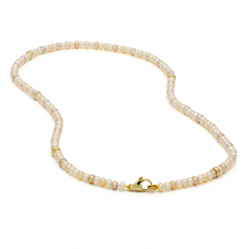 14krt gouden zoetwaterparel collier met gouden beads 42cm - 616557