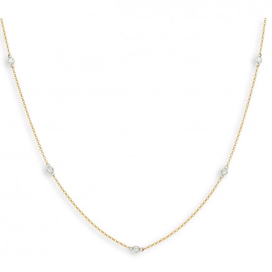 14krt bicolor gouden collier met diamant 8-0.13crt H SI - 616730