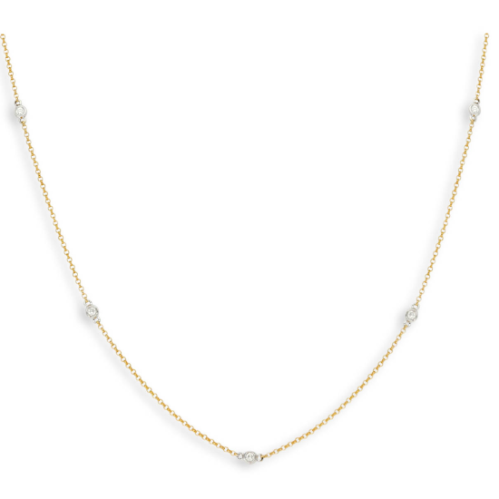 14krt bicolor gouden collier met diamant 8-0.13crt H SI - 616730