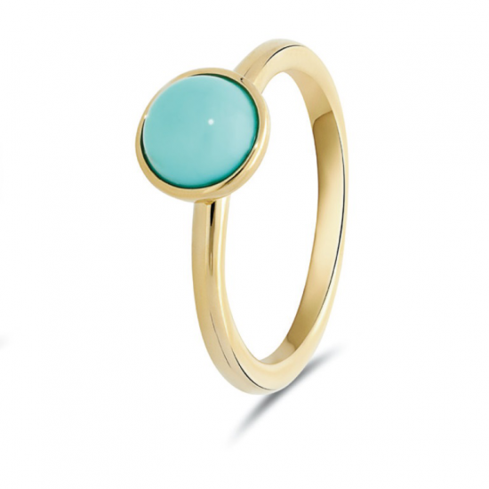 14krt gouden ring met ronde Turquoise 1.00crt - 616868