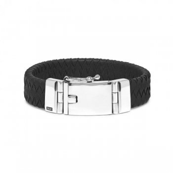 S!LK Armband Alpha Leather Black 641BLK - 617336