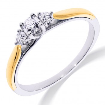 14krt bicolor gouden ring met diamant 1-0.14crt 2-0.12crt H SI - 617759