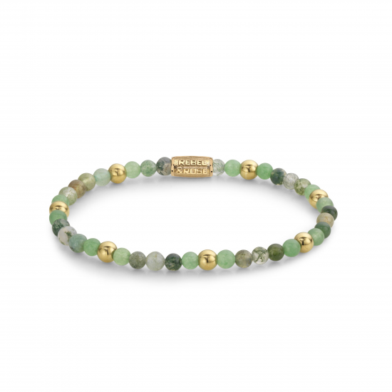 Rebel & Rose Jewelry Bracelet Green Morning Vibes 4mm gold plated S - 617942