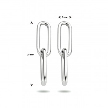 Zilveren oorbellen paperclip schakel - 618385