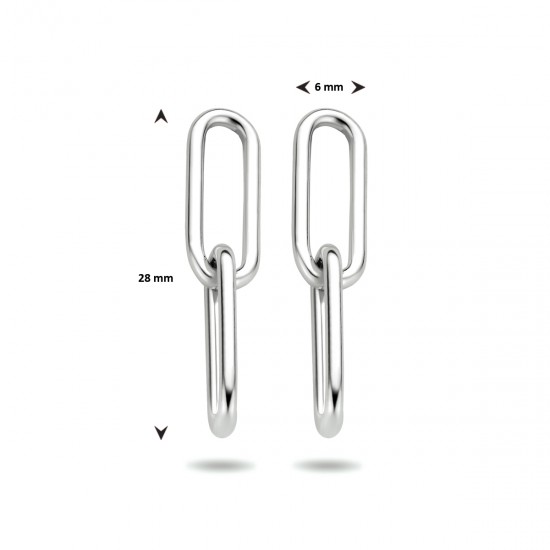 Zilveren oorbellen paperclip schakel - 618385