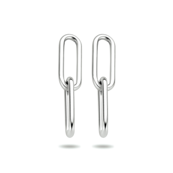 Zilveren oorbellen paperclip schakel - 618385