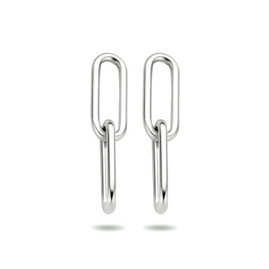 Zilveren oorbellen paperclip schakel - 618385