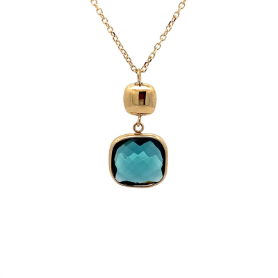 Monzario 14krt gouden collier met london blue topaas hanger - 618407 Monzario 14krt gouden collier met london blue topaas hanger - 618407