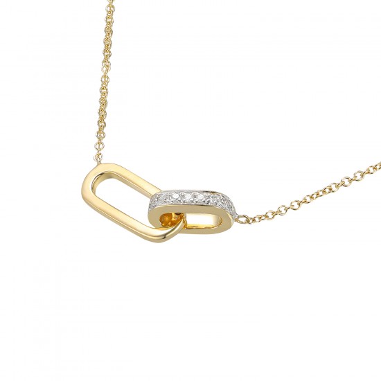 14krt bicolor gouden collier met 2 CFE schakels ertussen met diamant 9-0.04crt H SI - 618537