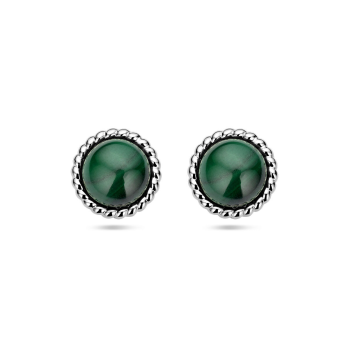 Zilveren oorknoppen Malachiet 11mm - 618713 Zilveren oorknoppen Malachiet 11mm - 618713