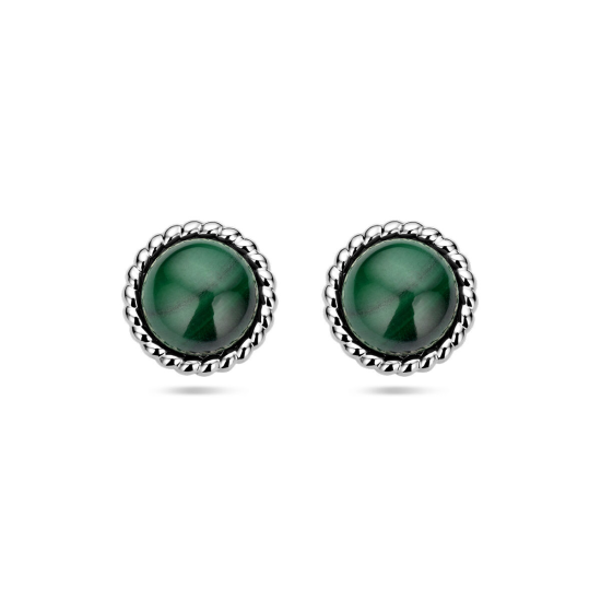Zilveren oorknoppen Malachiet 11mm - 618713 Zilveren oorknoppen Malachiet 11mm - 618713