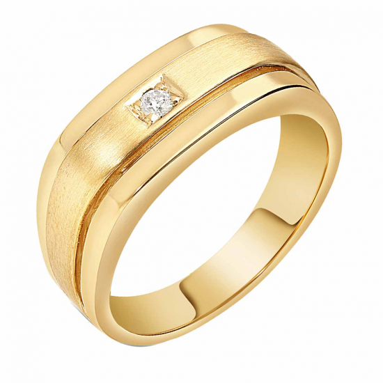 14krt gouden herenring met diamant 1-0.05crt H SI - 618849