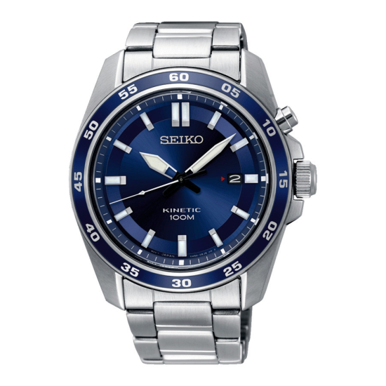 Seiko Kinetic Staal Blauw 100mtr SKA783P1 - 618867