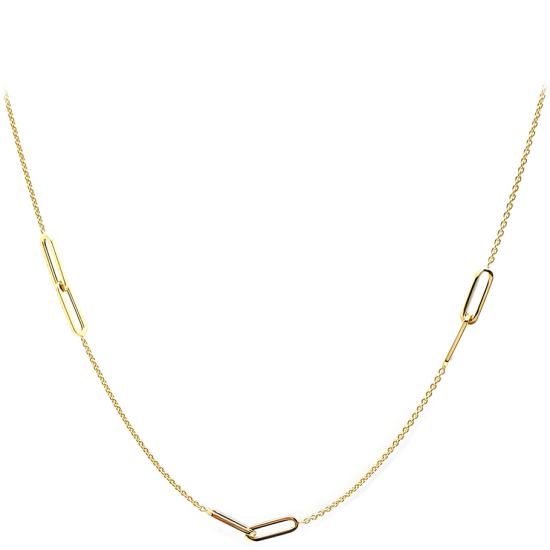 14krt gouden collier met paperclip tussen stukjes 42-45cm - 618886