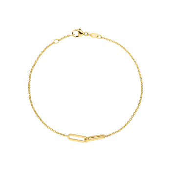 14krt gouden armband met paperclip tussenstukje 18-19cm - 618887