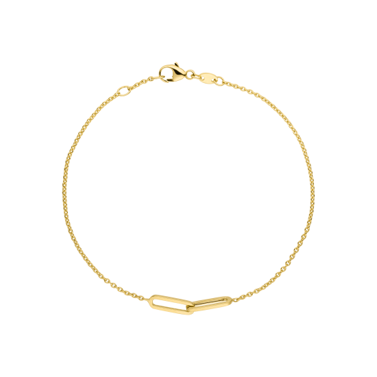 14krt gouden armband met paperclip tussenstukje 18-19cm - 618887
