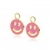 ZINZI zilveren oorbedels ronde smiley oorbedels, bezet met trendy roze emaille verguld 15mm ZICH2312R - 618931